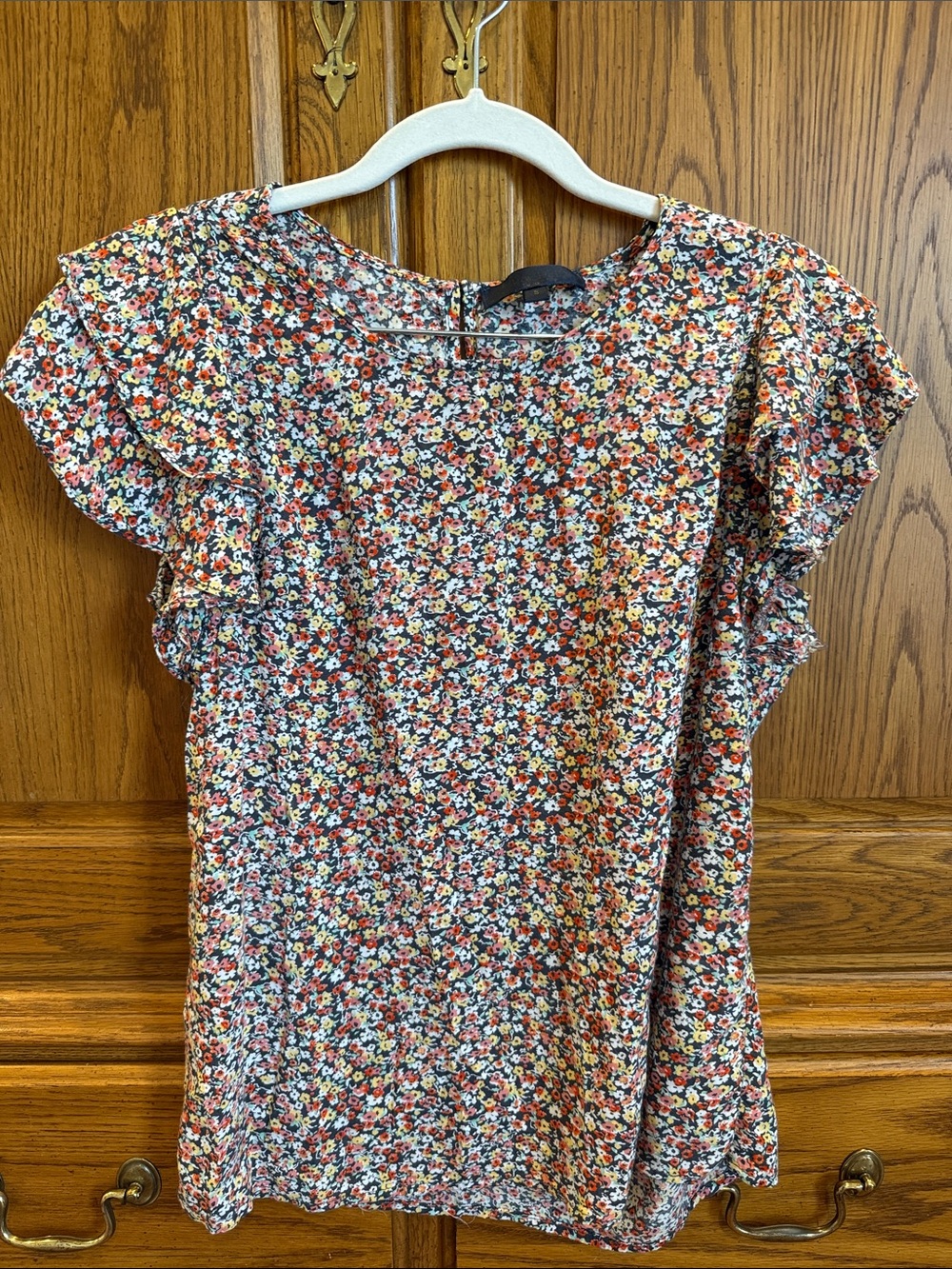 Floral Flutter Sleeve Top - Multi-color